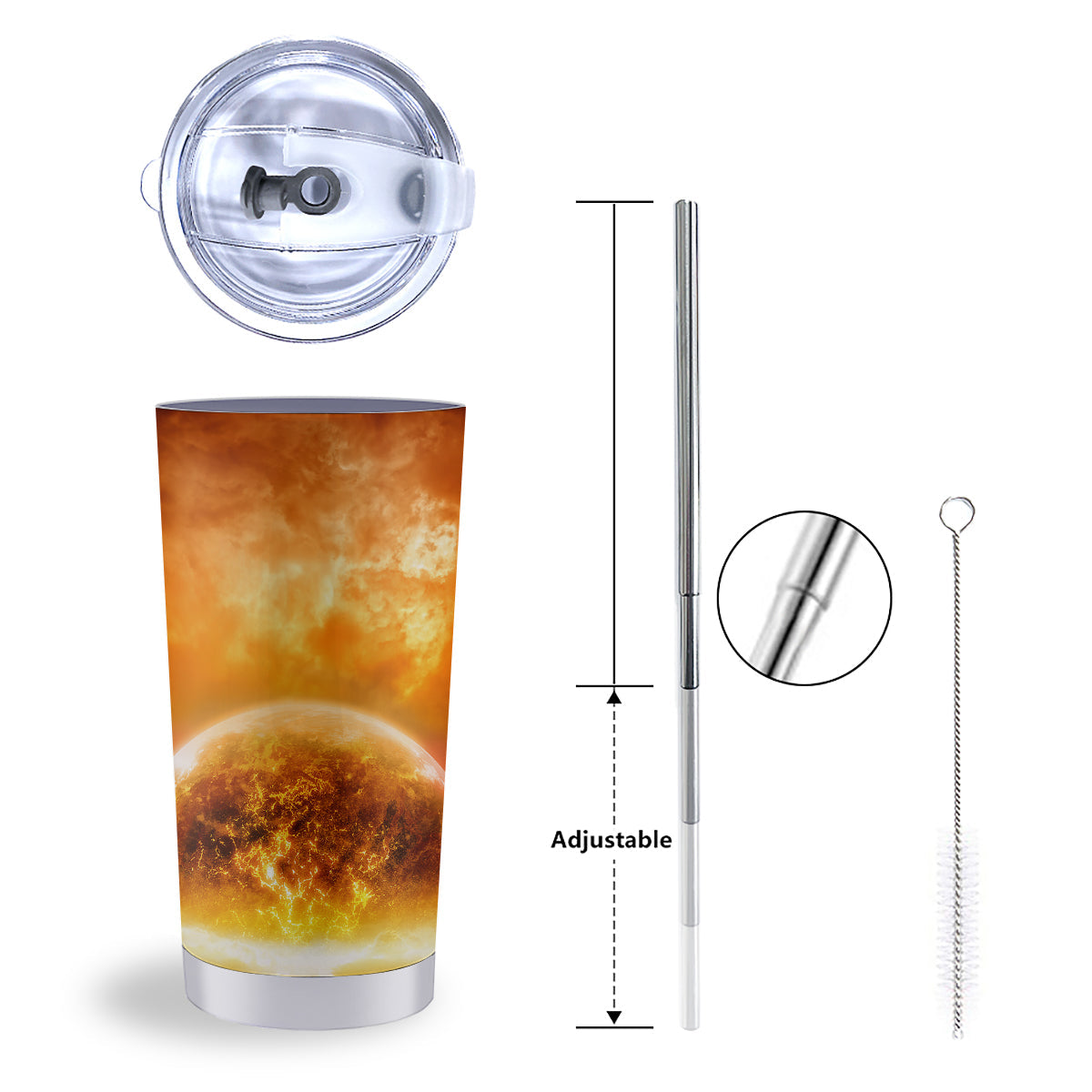 Burning Apocalyptic Planet Earth Print Tumbler-grizzshop