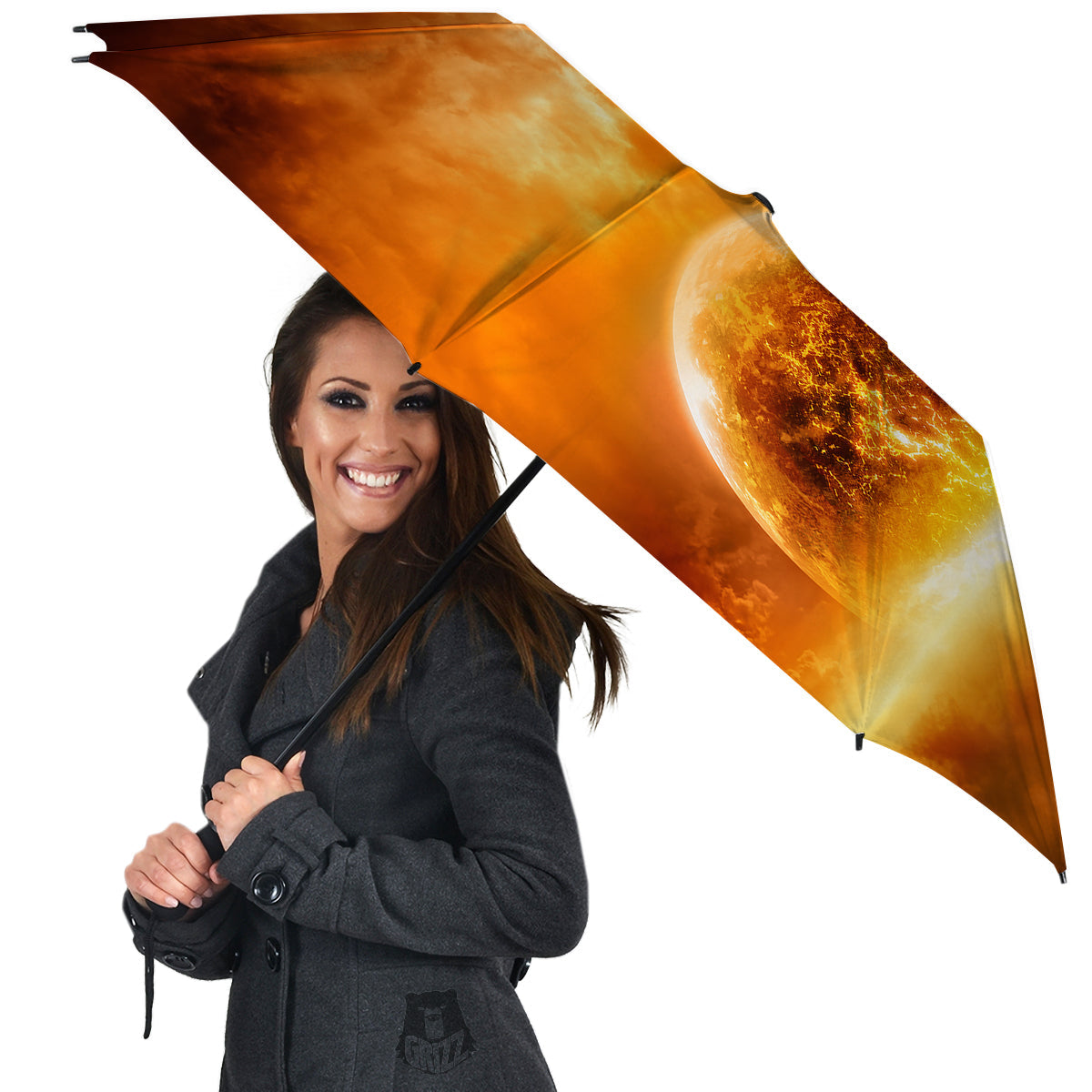 Burning Apocalyptic Planet Earth Print Umbrella-grizzshop