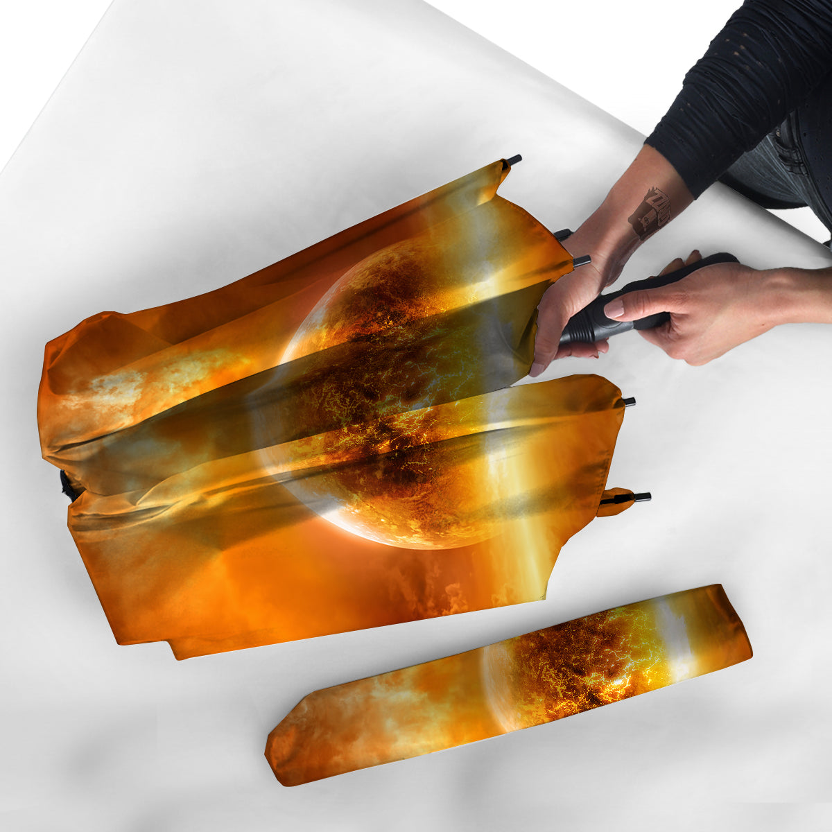 Burning Apocalyptic Planet Earth Print Umbrella-grizzshop