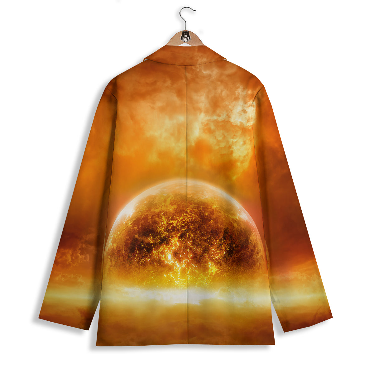 Burning Apocalyptic Planet Earth Print Women's Blazer-grizzshop