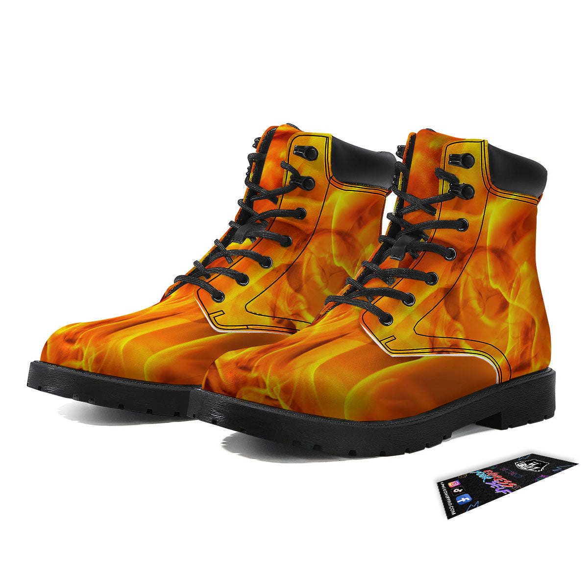 Burning Fire Flame Print Boots-grizzshop