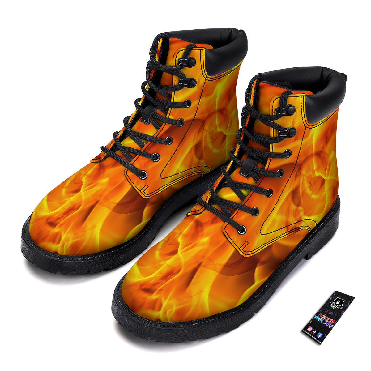 Burning Fire Flame Print Boots-grizzshop