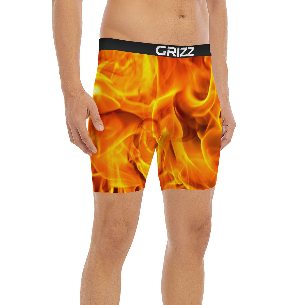Burning Fire Flame Print Boxer Briefs-grizzshop