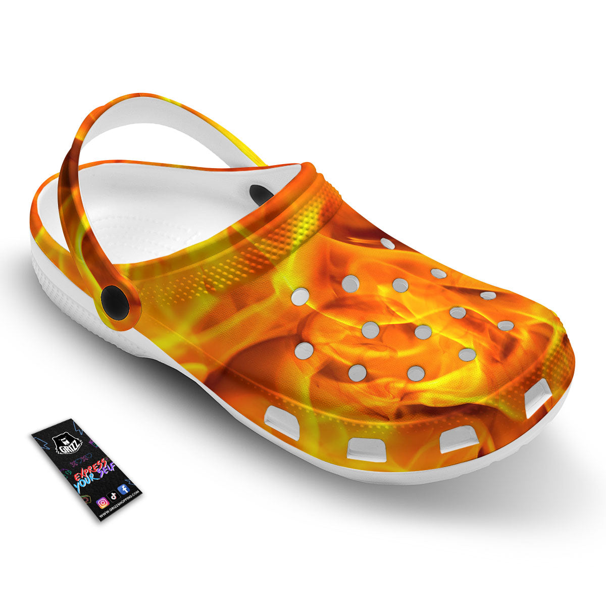 Burning Fire Flame Print Clog-grizzshop
