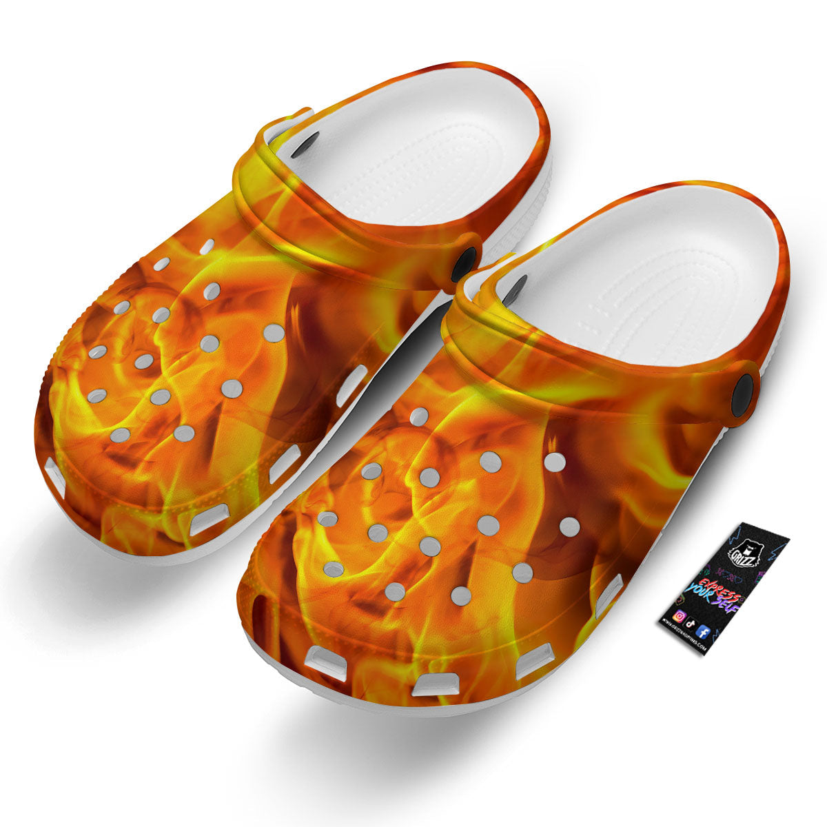 Burning Fire Flame Print Clog-grizzshop