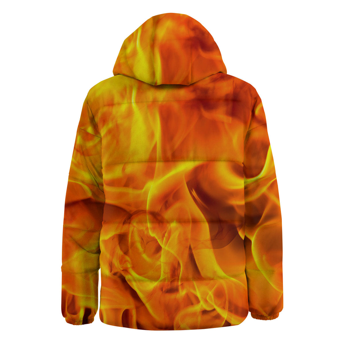 Burning Fire Flame Print Down Jacket-grizzshop