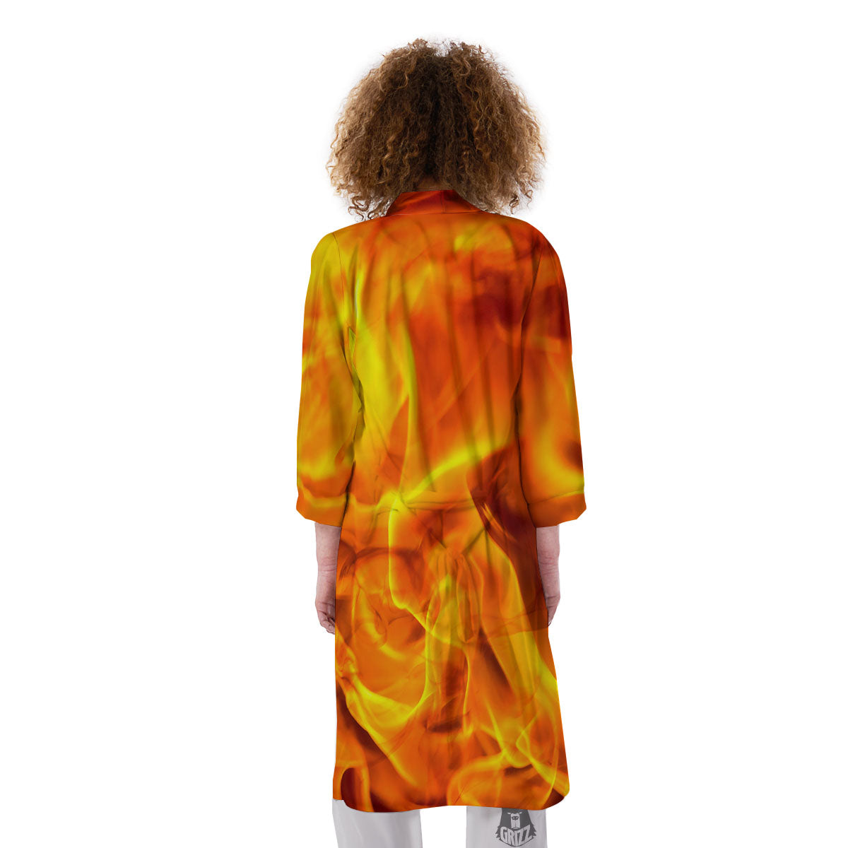 Burning Fire Flame Print Kimono-grizzshop