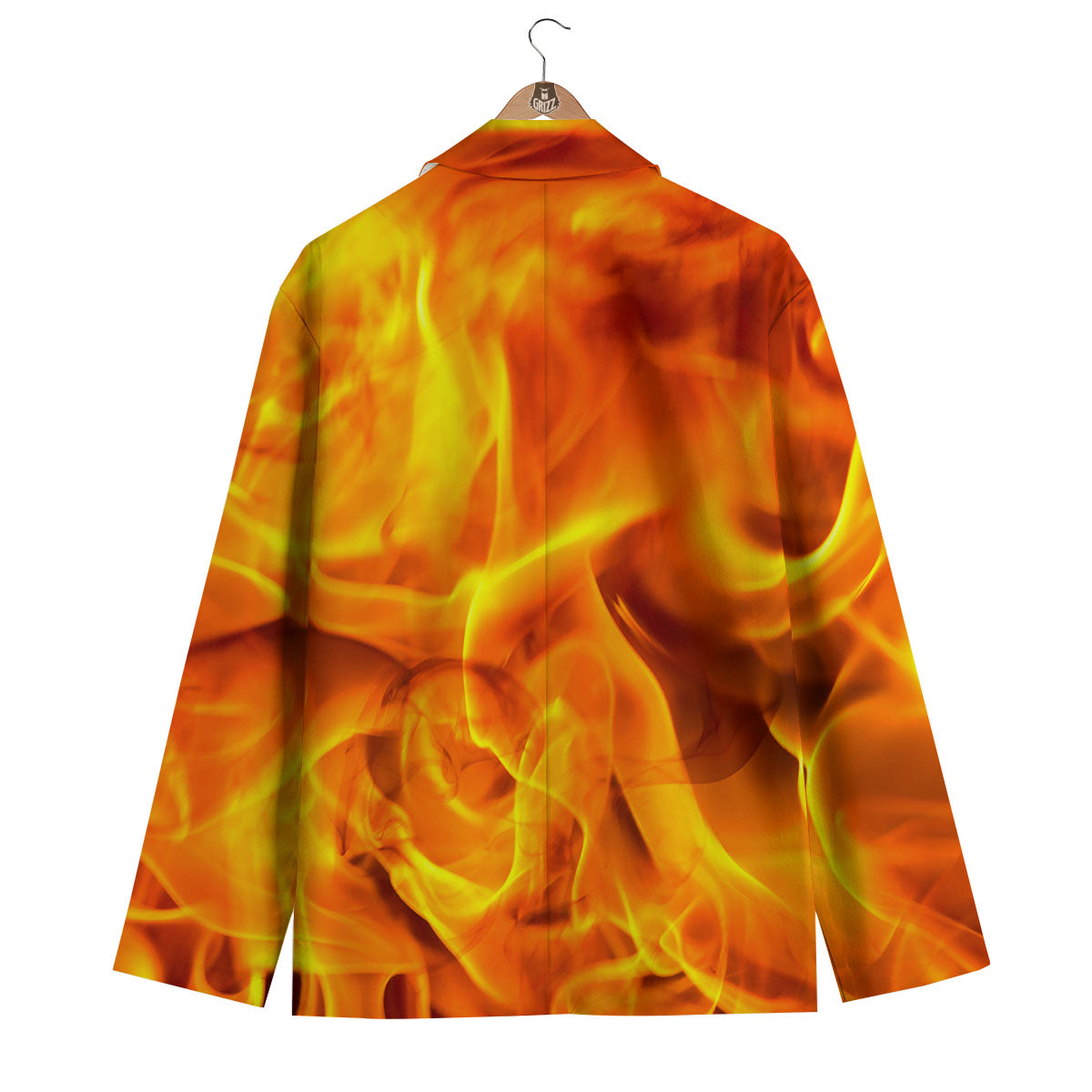 Burning Fire Flame Print Men's Blazer-grizzshop