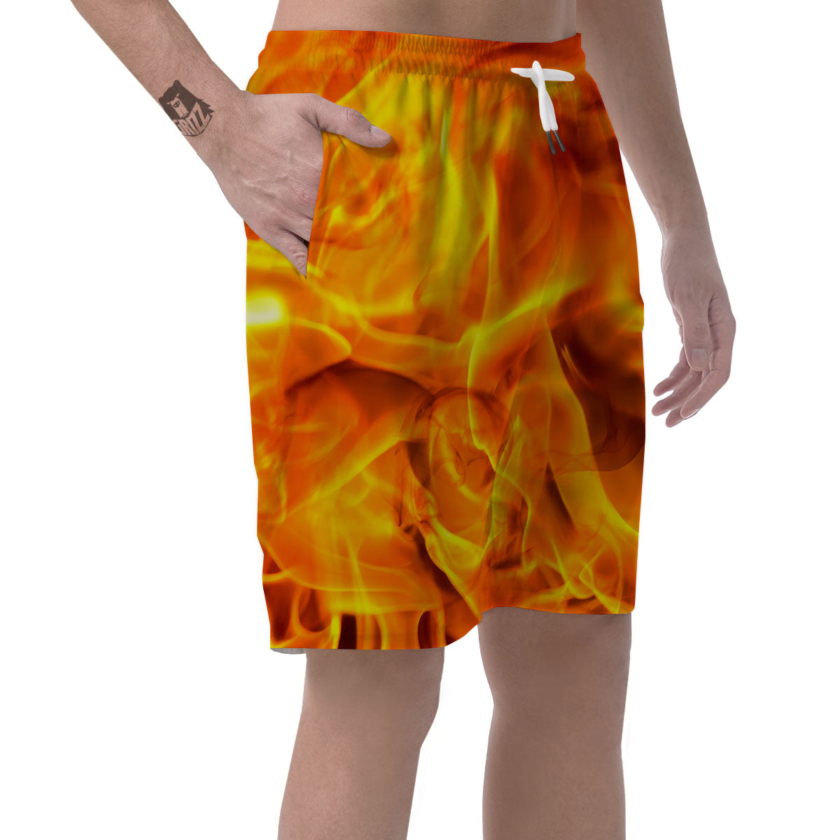 Burning Fire Flame Print Men's Shorts-grizzshop