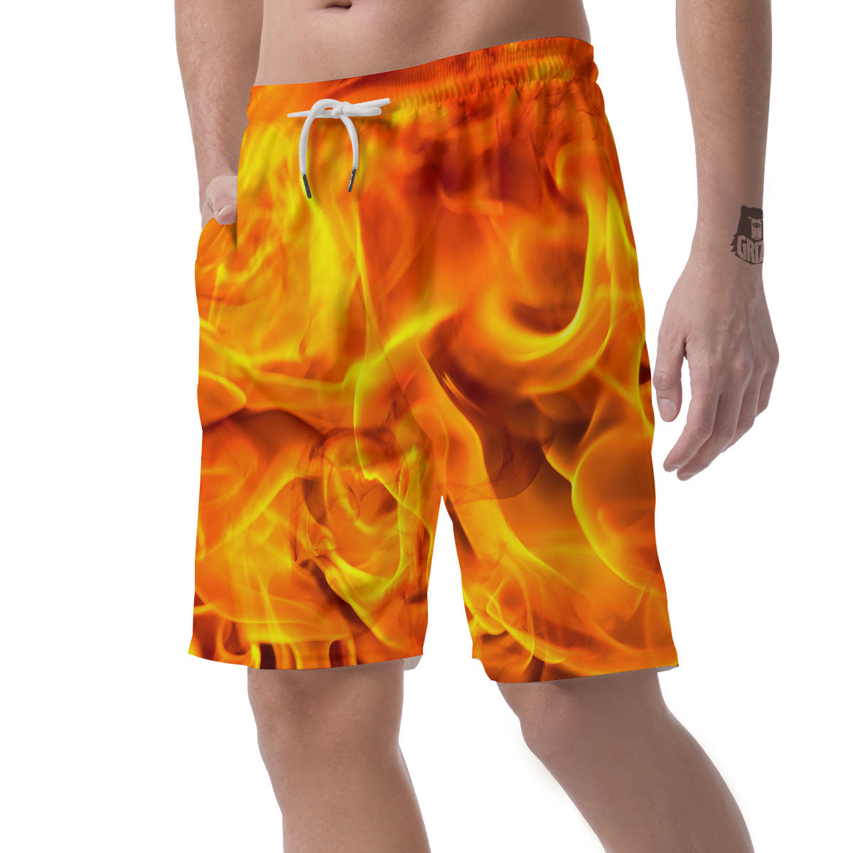 Burning Fire Flame Print Men's Shorts-grizzshop
