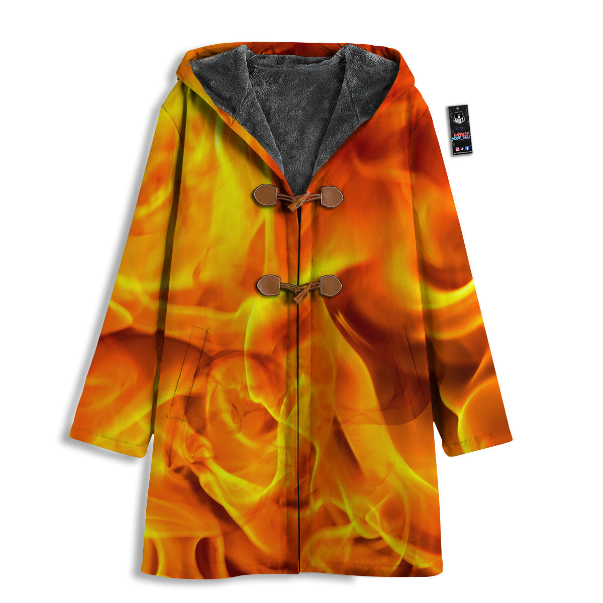 Burning Fire Flame Print Men's Windbreaker Jacket-grizzshop