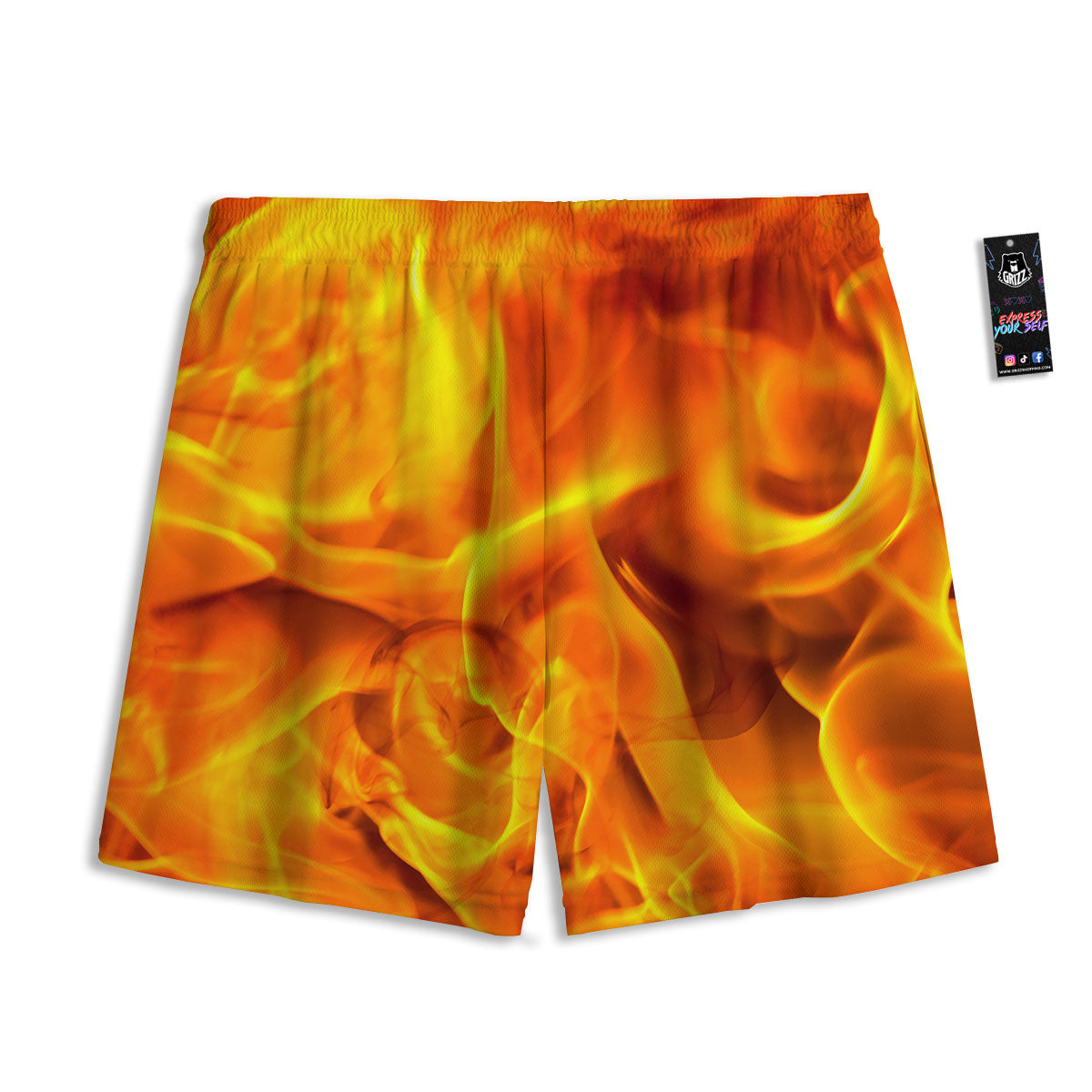 Burning Fire Flame Print Mesh Shorts