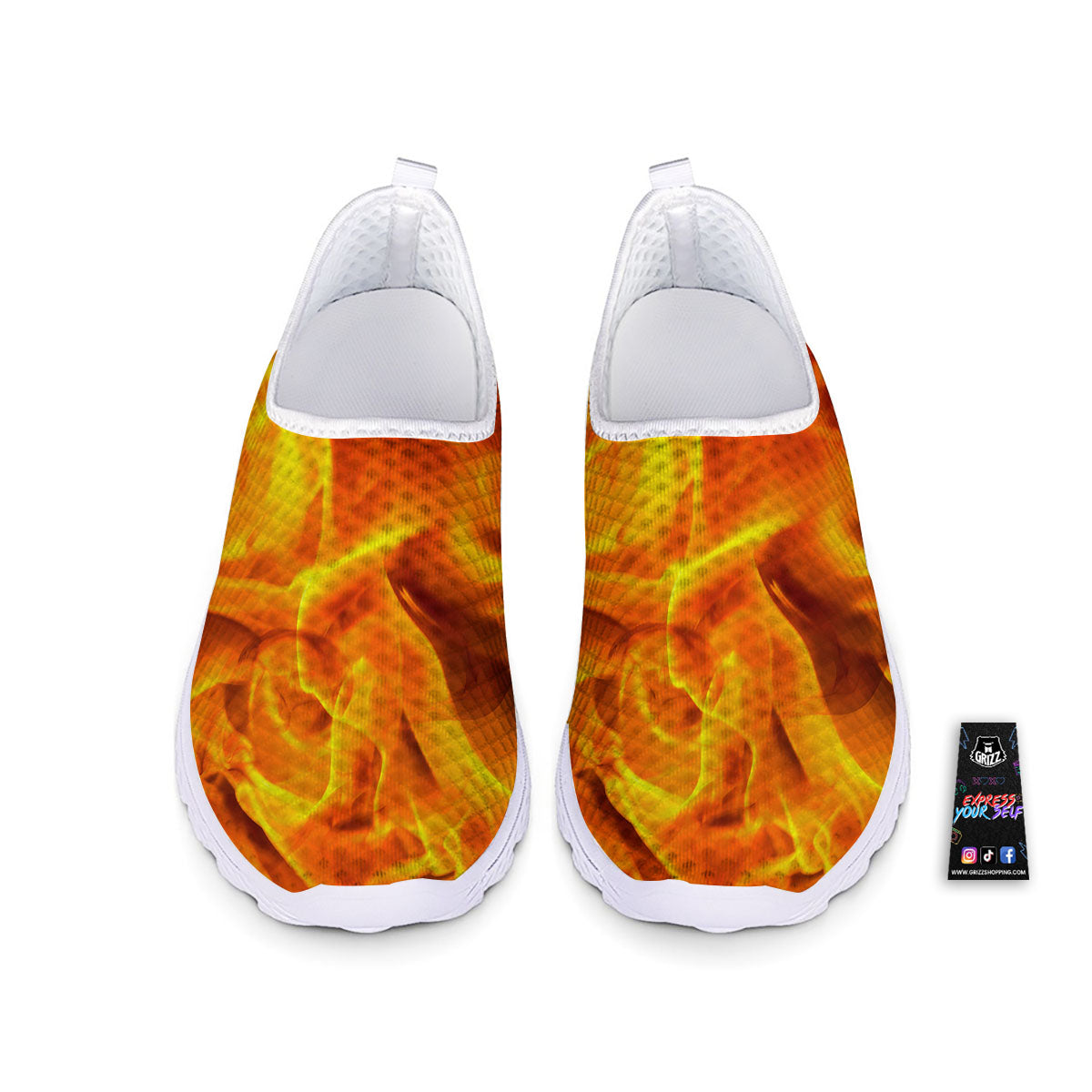 Burning Fire Flame Print Nurse Shoes-grizzshop