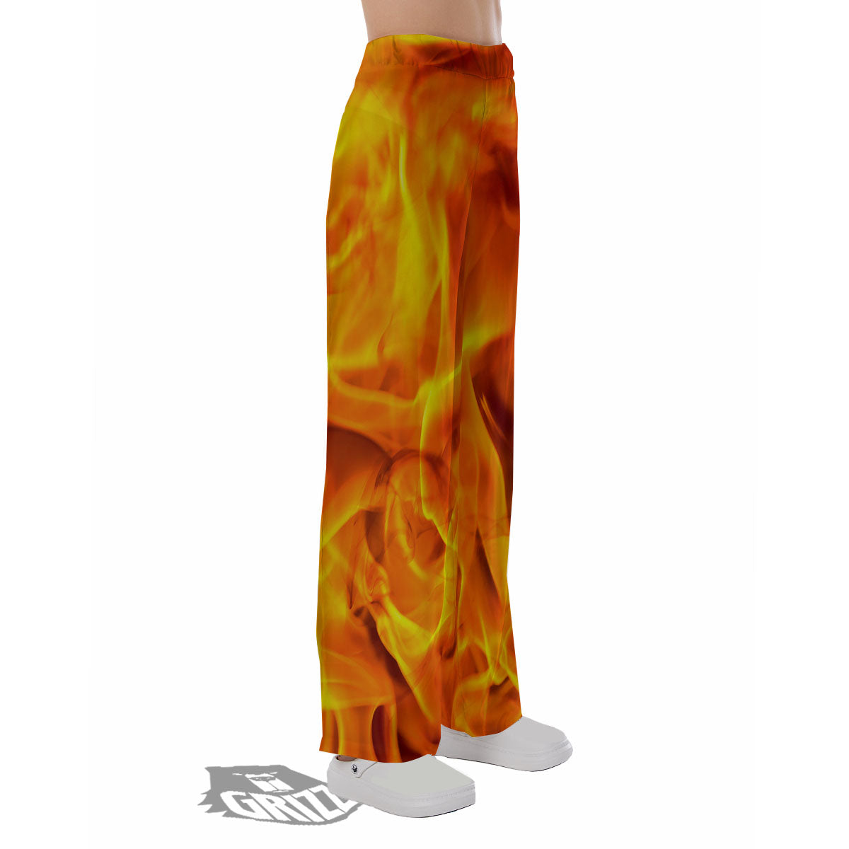 Burning Fire Flame Print Pajama Pants-grizzshop