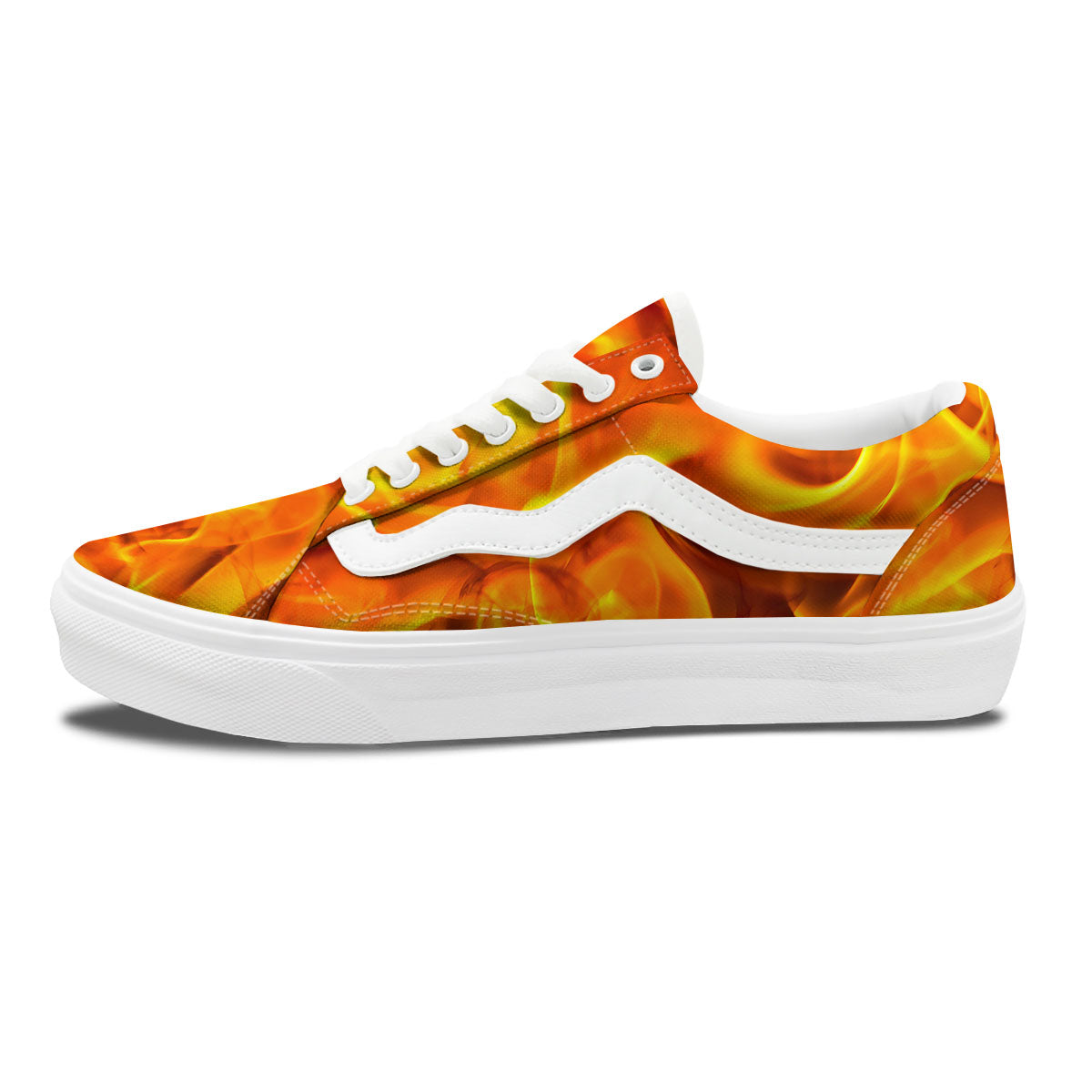 Burning Fire Flame Print Skate Shoes-grizzshop