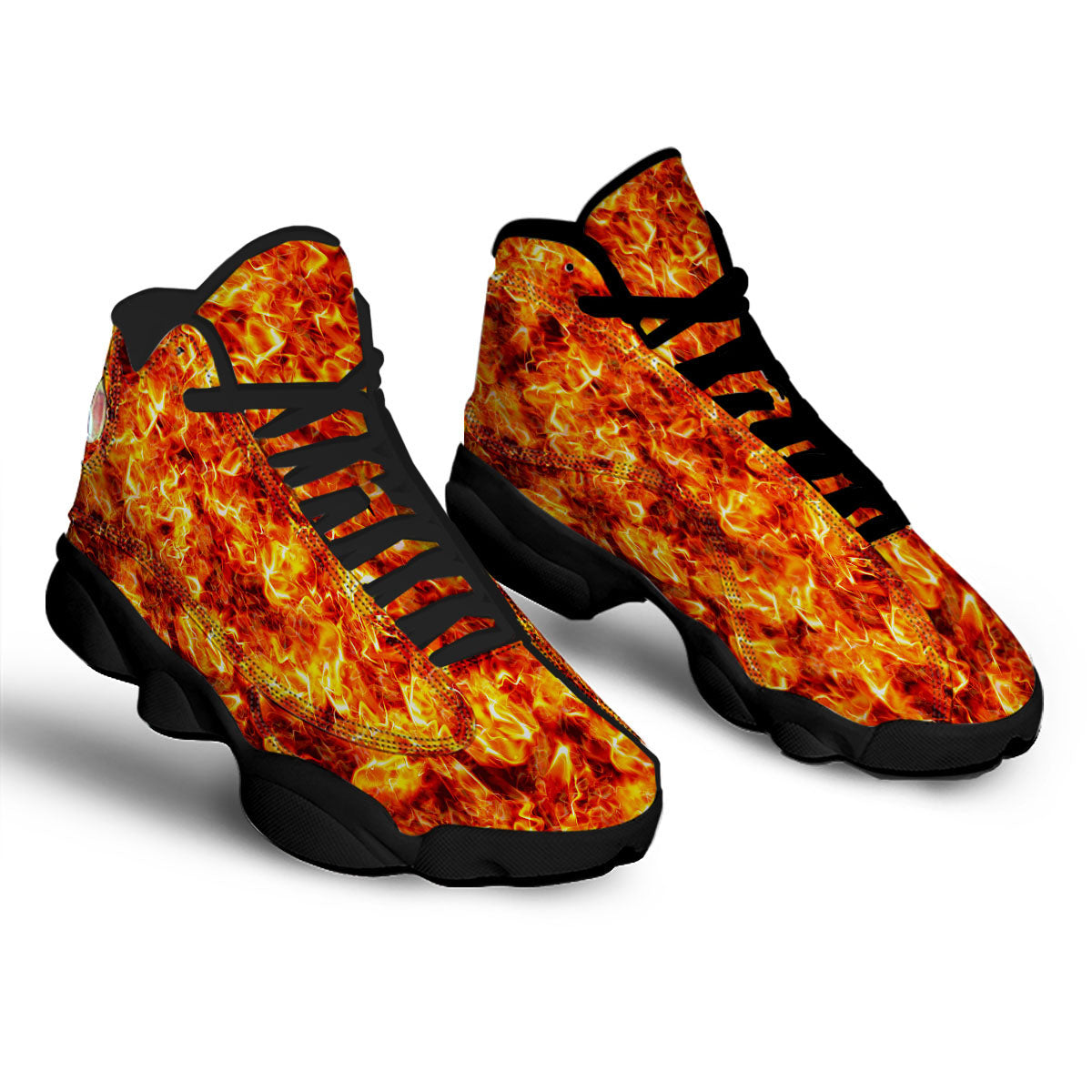 Burning Lava Print Black Basketball Shoes-grizzshop