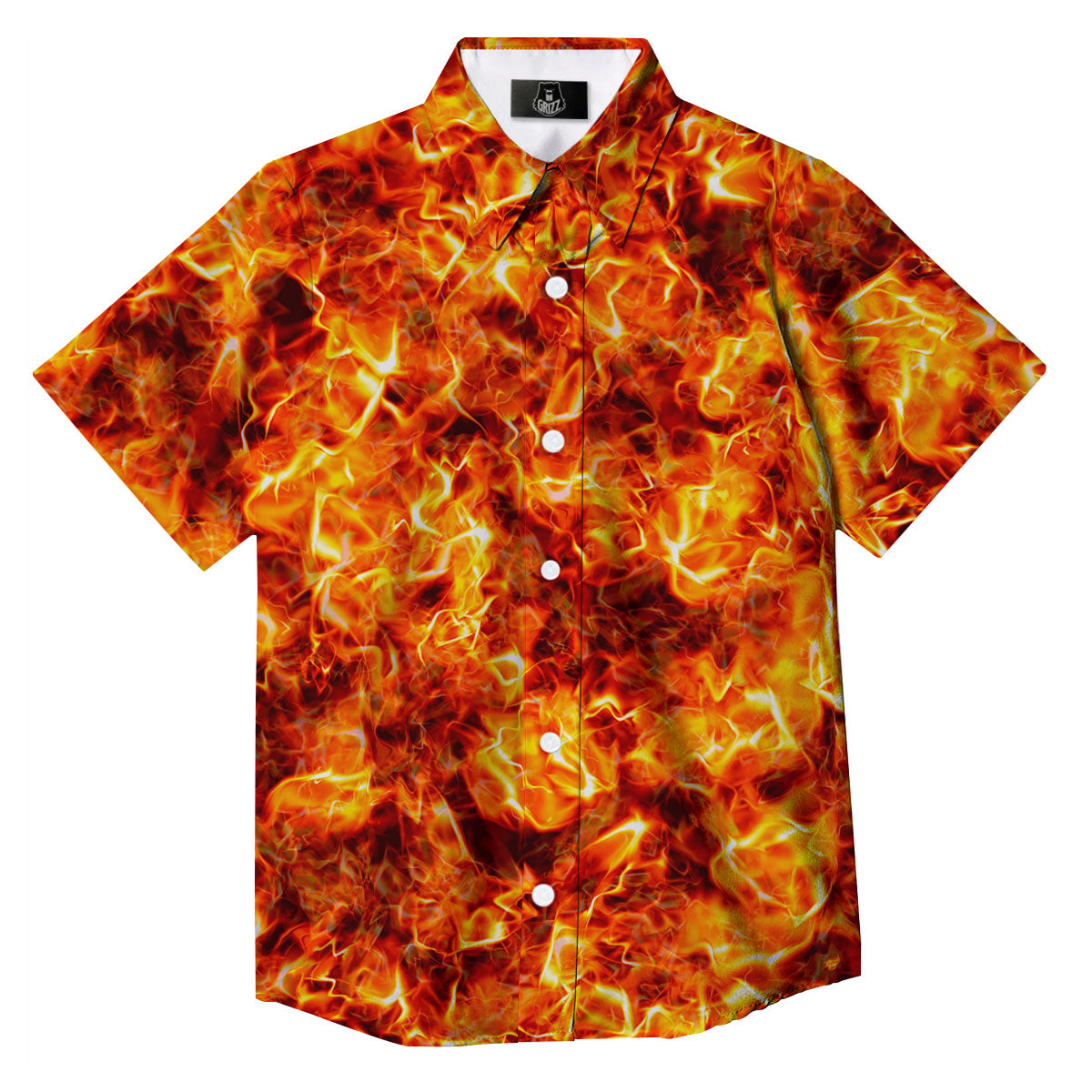 Burning Lava Print Button Up Shirt-grizzshop