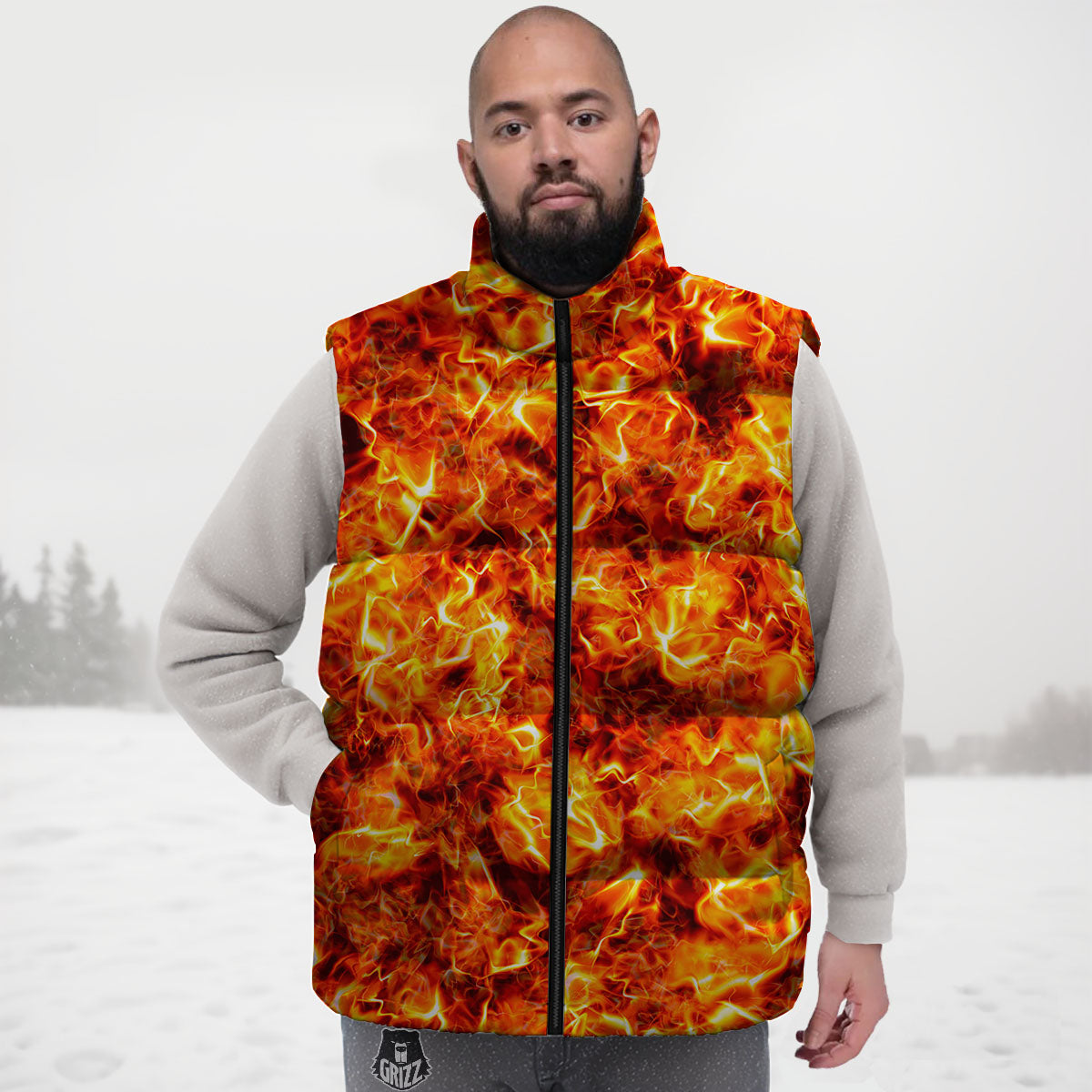 Burning Lava Print Down Vest