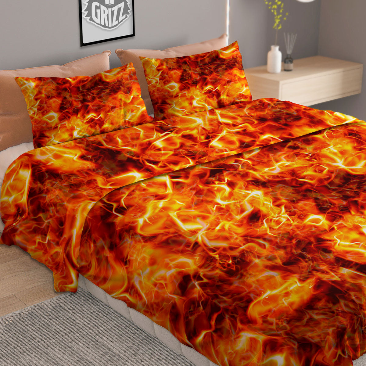 Burning Lava Print Duvet Cover Bedding Set