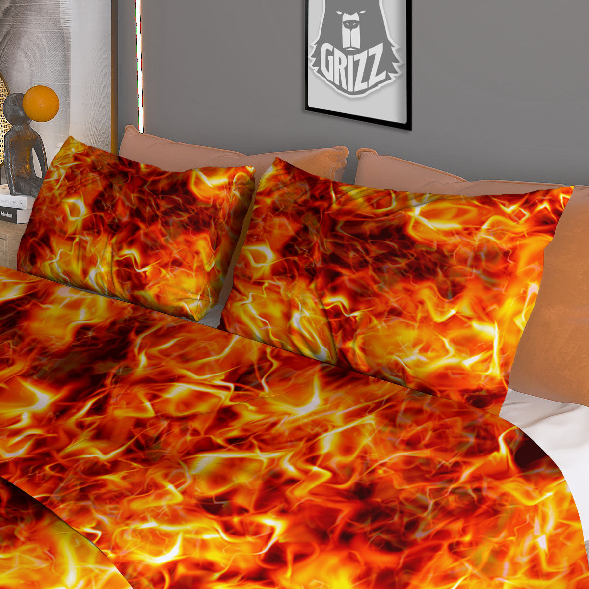 Burning Lava Print Duvet Cover Bedding Set