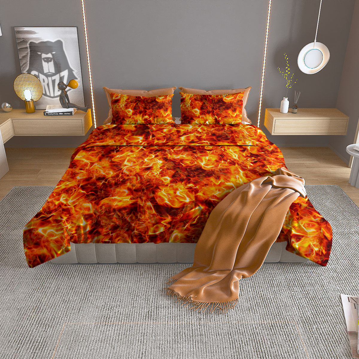 Burning Lava Print Duvet Cover Bedding Set