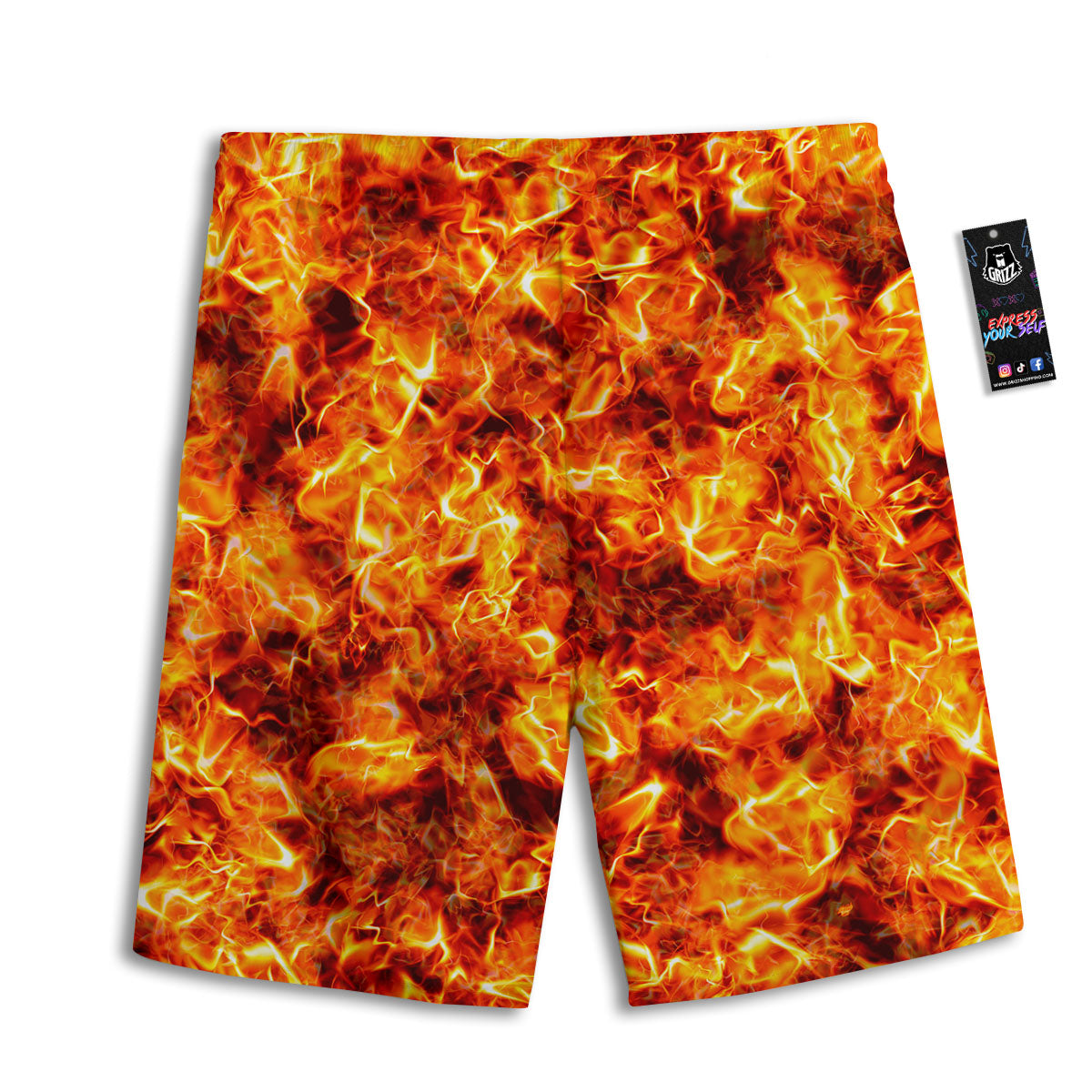 Burning Lava Print Men's Athletic Shorts
