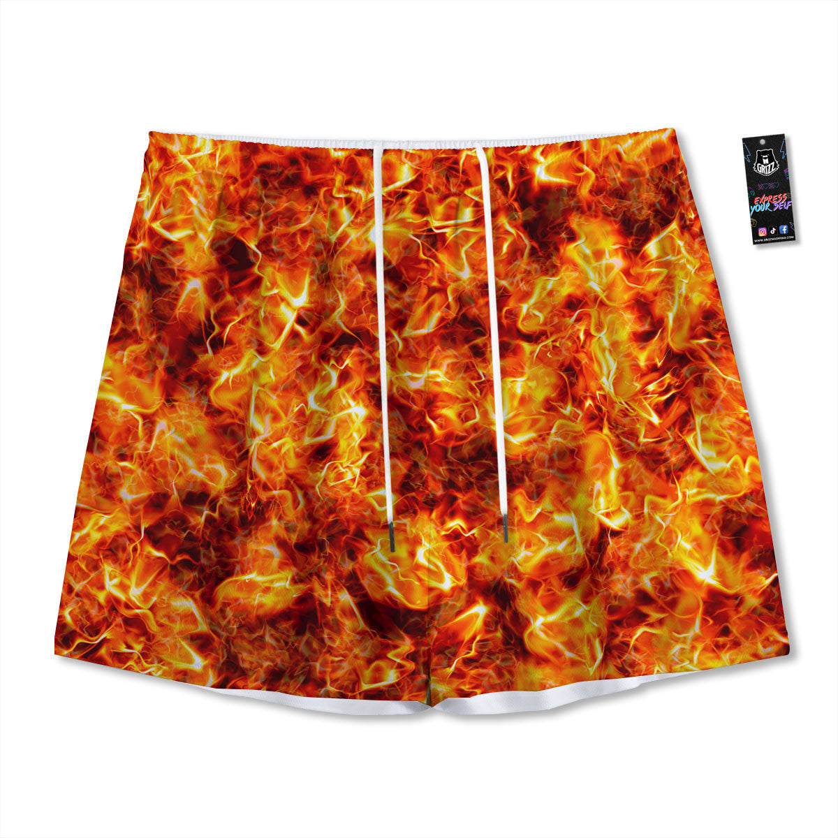 Burning Lava Print Mesh Shorts