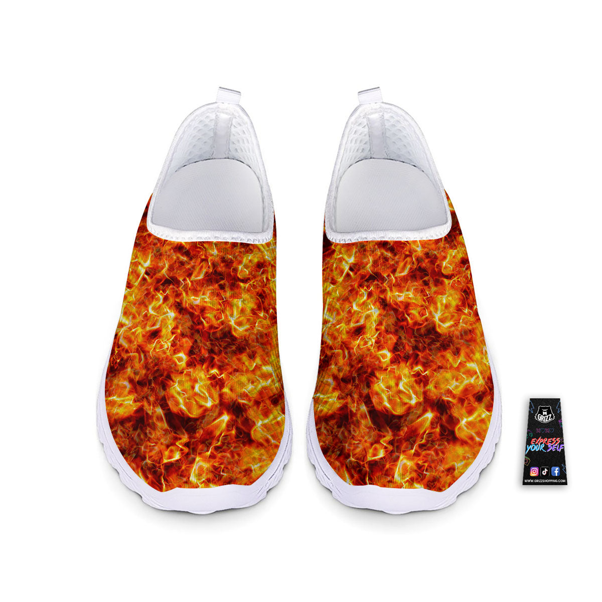 Burning Lava Print Nurse Shoes-grizzshop