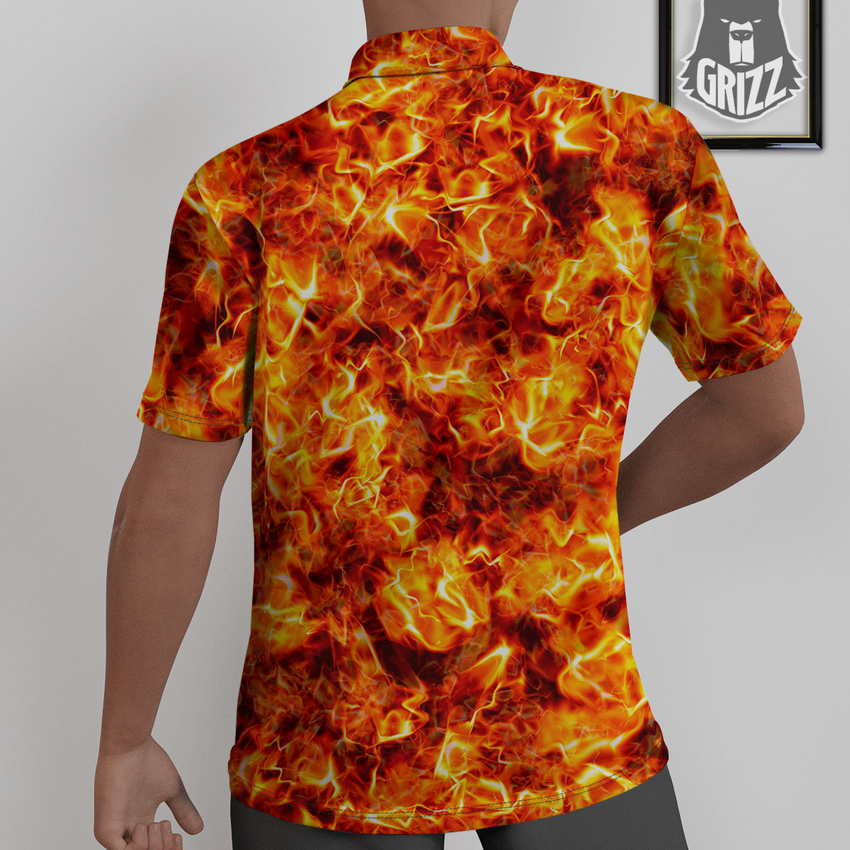 Burning Lava Print Untucked Shirts-grizzshop