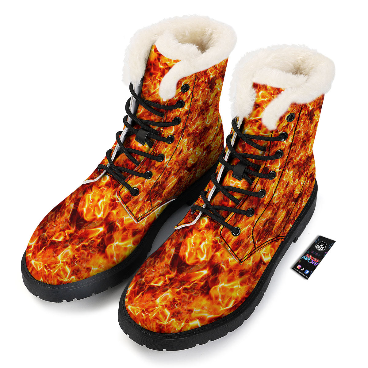 Burning Lava Print Winter Boots-grizzshop