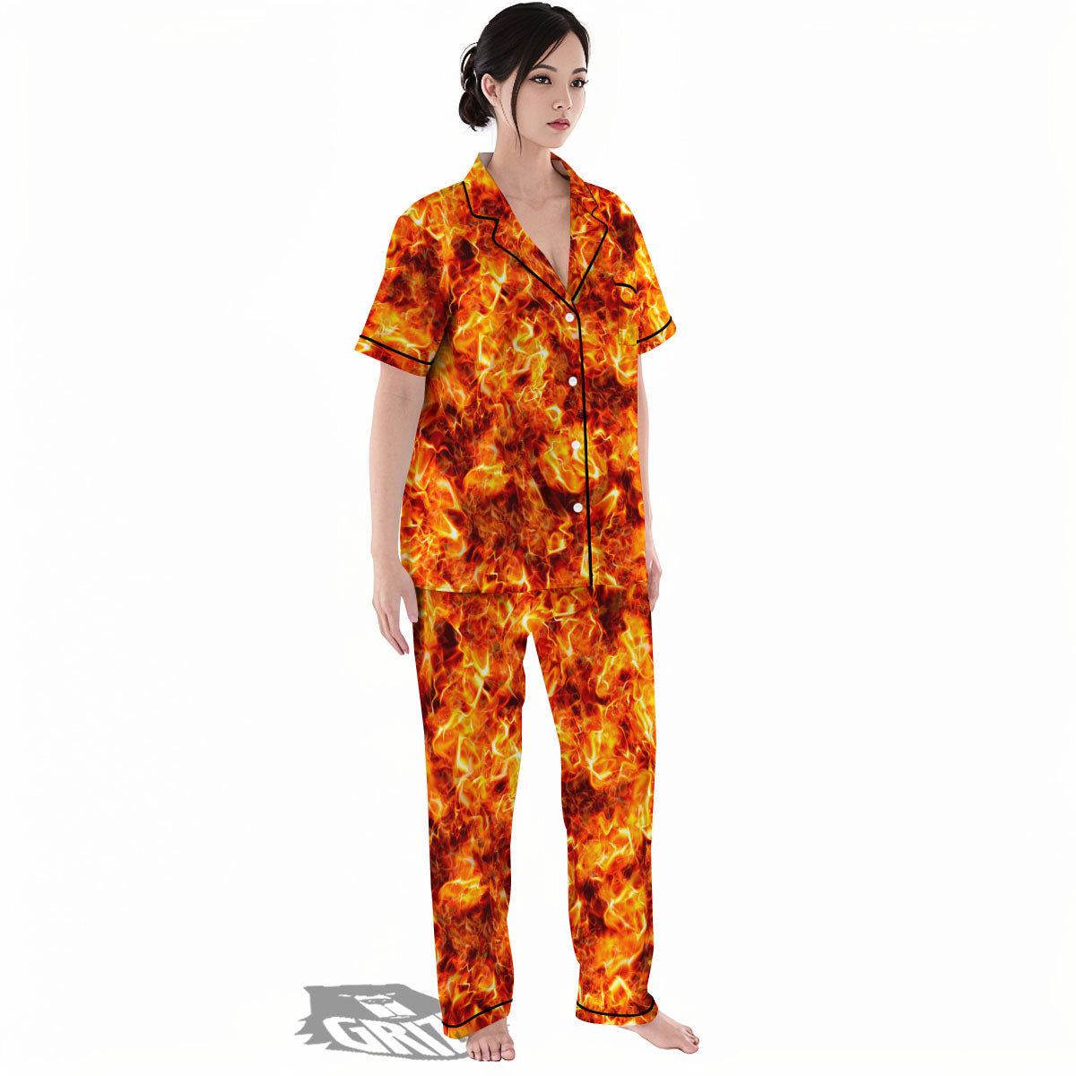 Burning Lava Print Women's Pajamas Set-grizzshop
