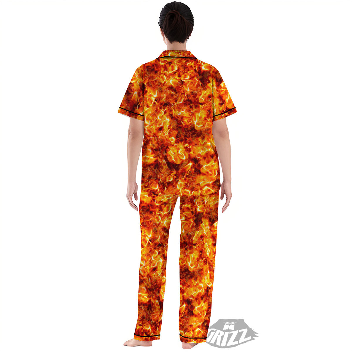 Burning Lava Print Women's Pajamas Set-grizzshop