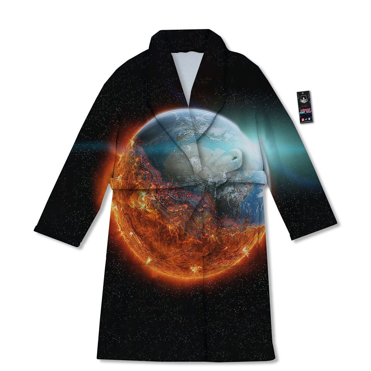 Burning Planet Print Bathrobe-grizzshop