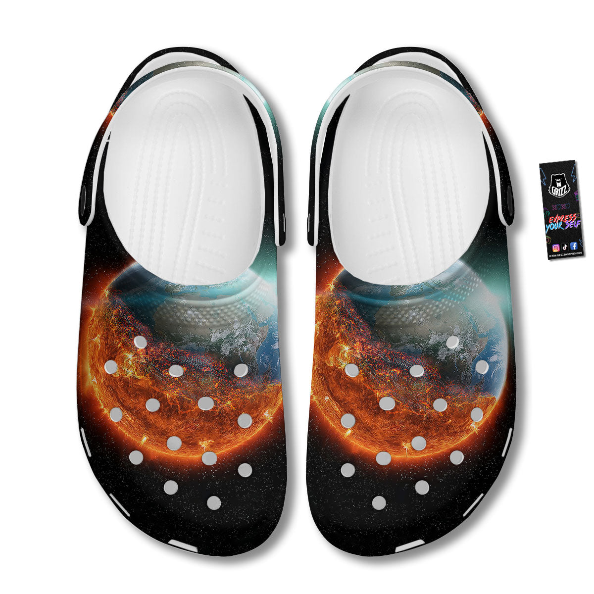 Burning Planet Print Clog-grizzshop