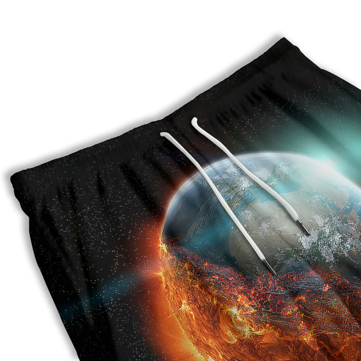 Burning Planet Print Men's Athletic Shorts