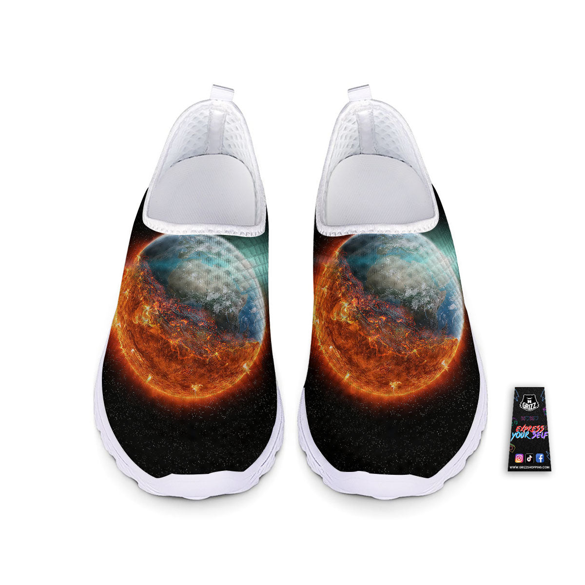 Burning Planet Print Nurse Shoes-grizzshop