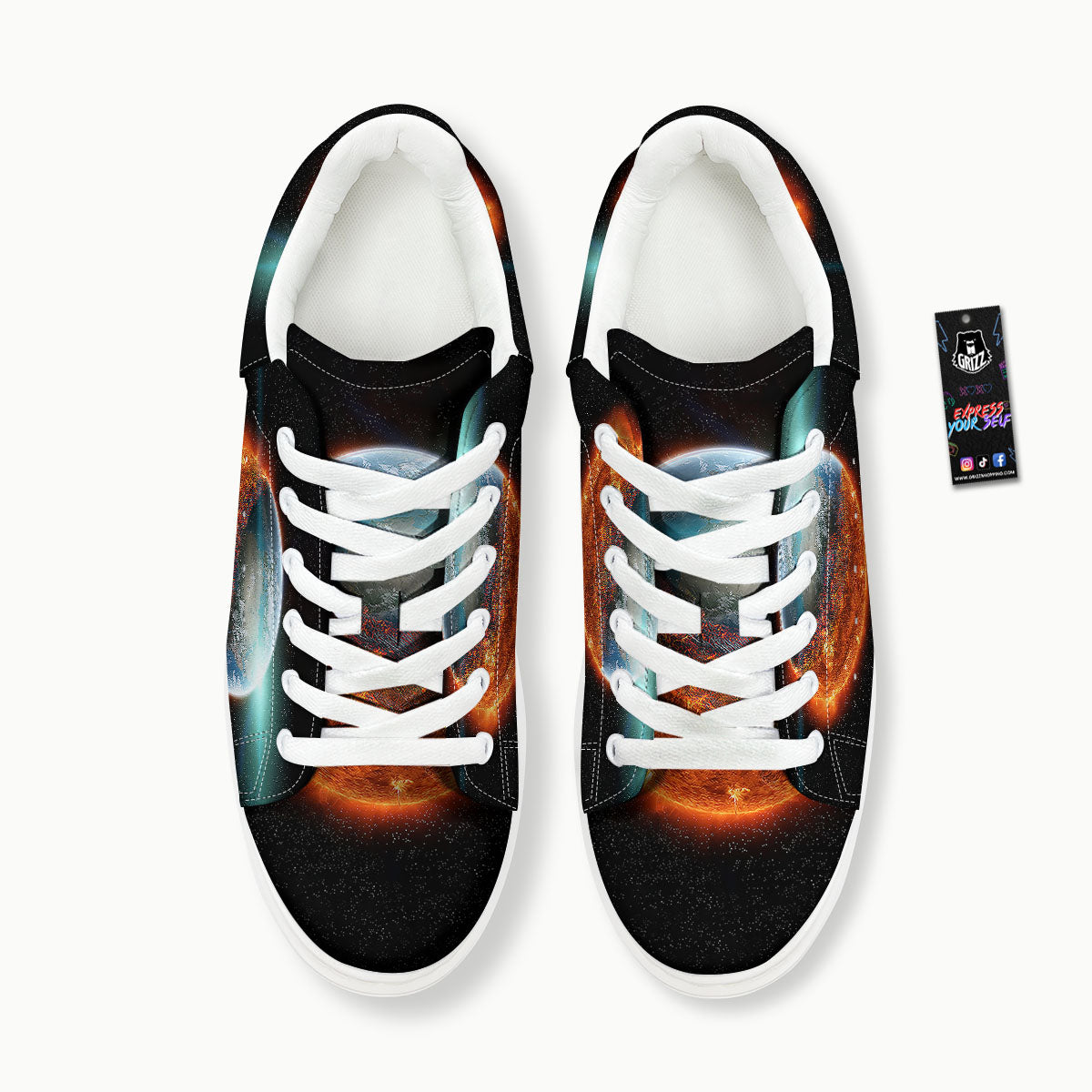 Burning Planet Print Platform Shoes-grizzshop