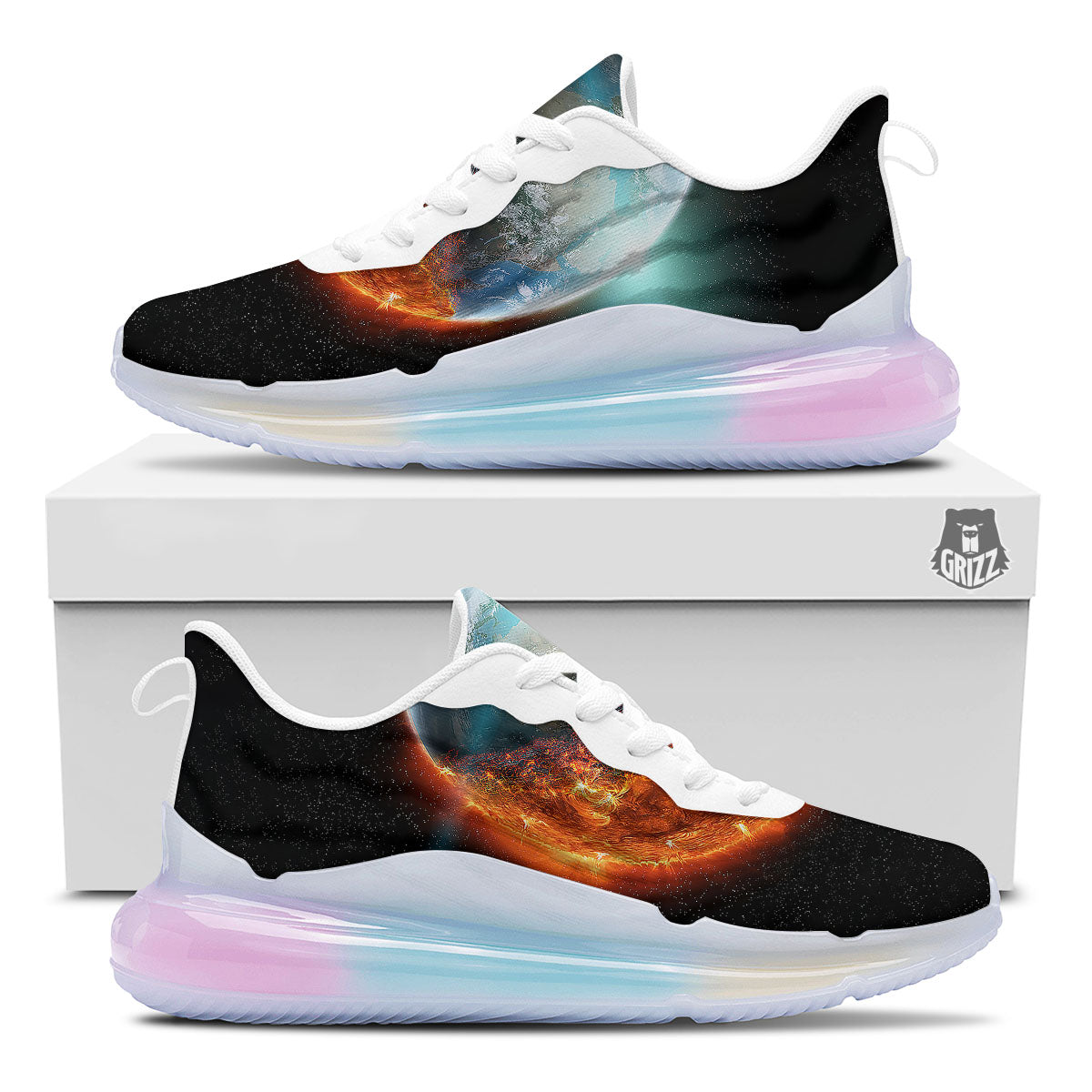 Burning Planet Print Running Sneakers-grizzshop