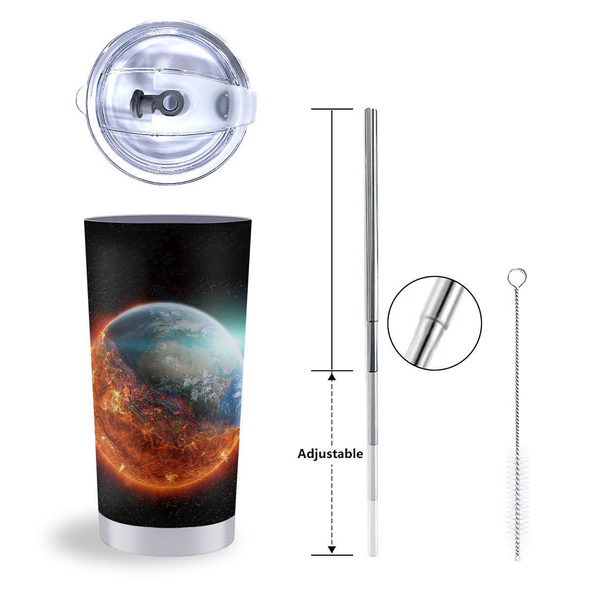 Burning Planet Print Tumbler-grizzshop
