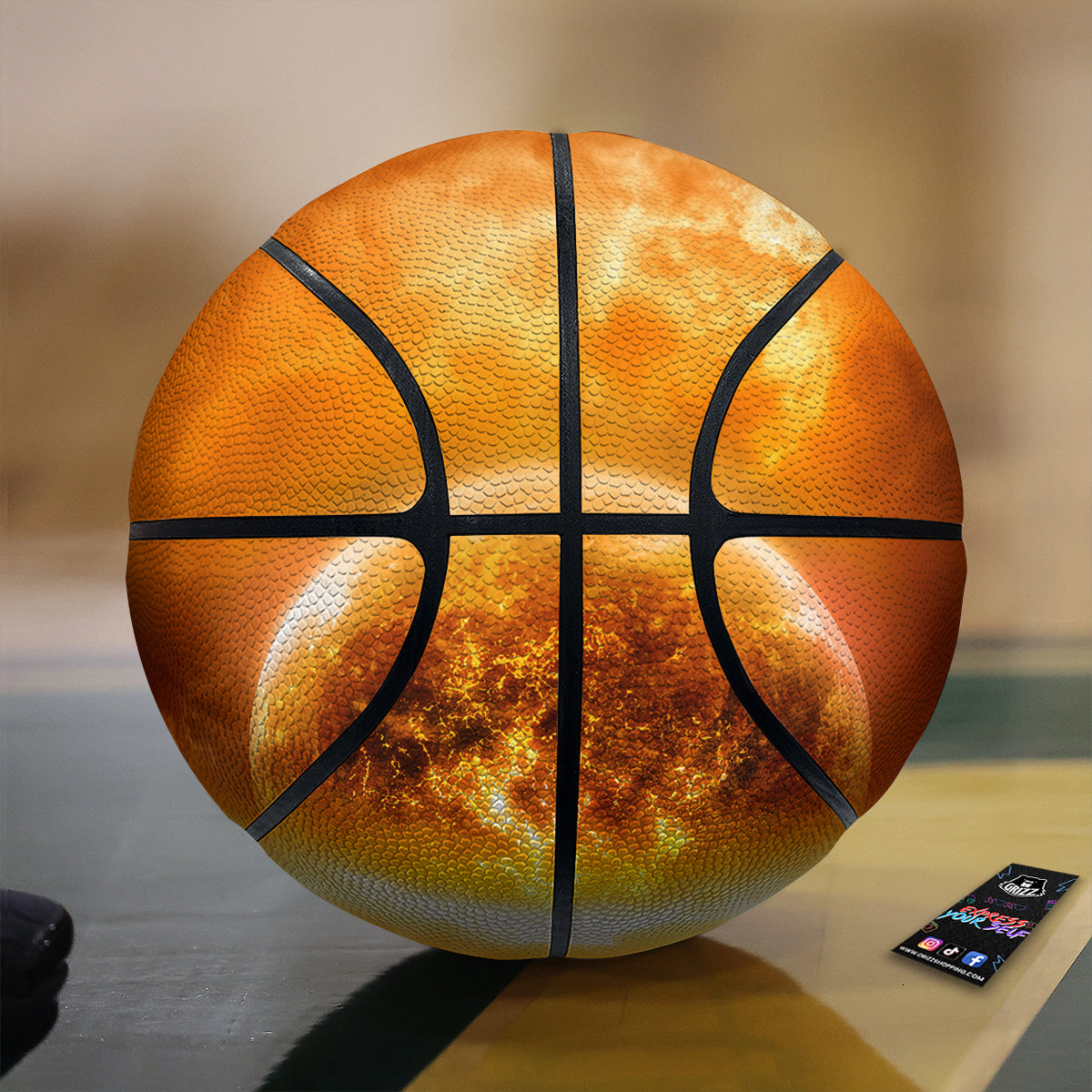 Burning Apocalyptic Planet Earth Print Basketball