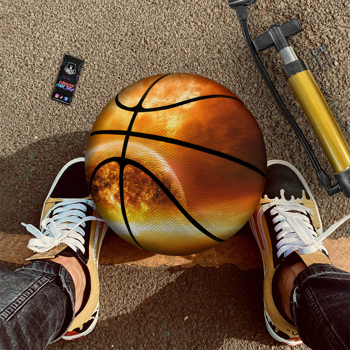 Burning Apocalyptic Planet Earth Print Basketball