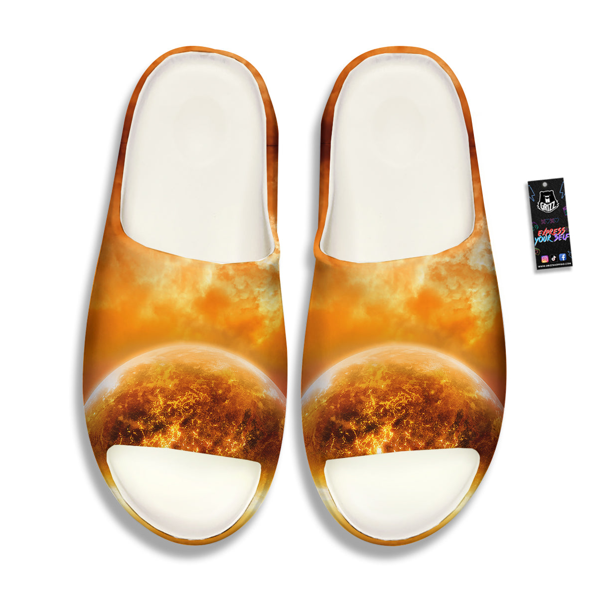 Burning Apocalyptic Planet Earth Print Sandals-grizzshop