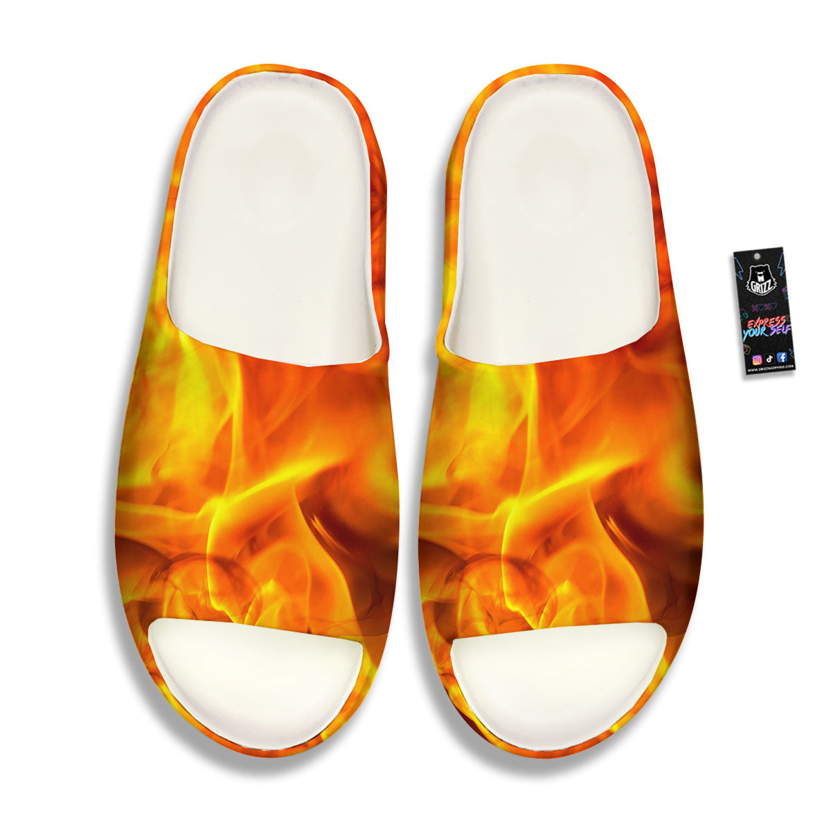 Burning Fire Flame Print Sandals-grizzshop