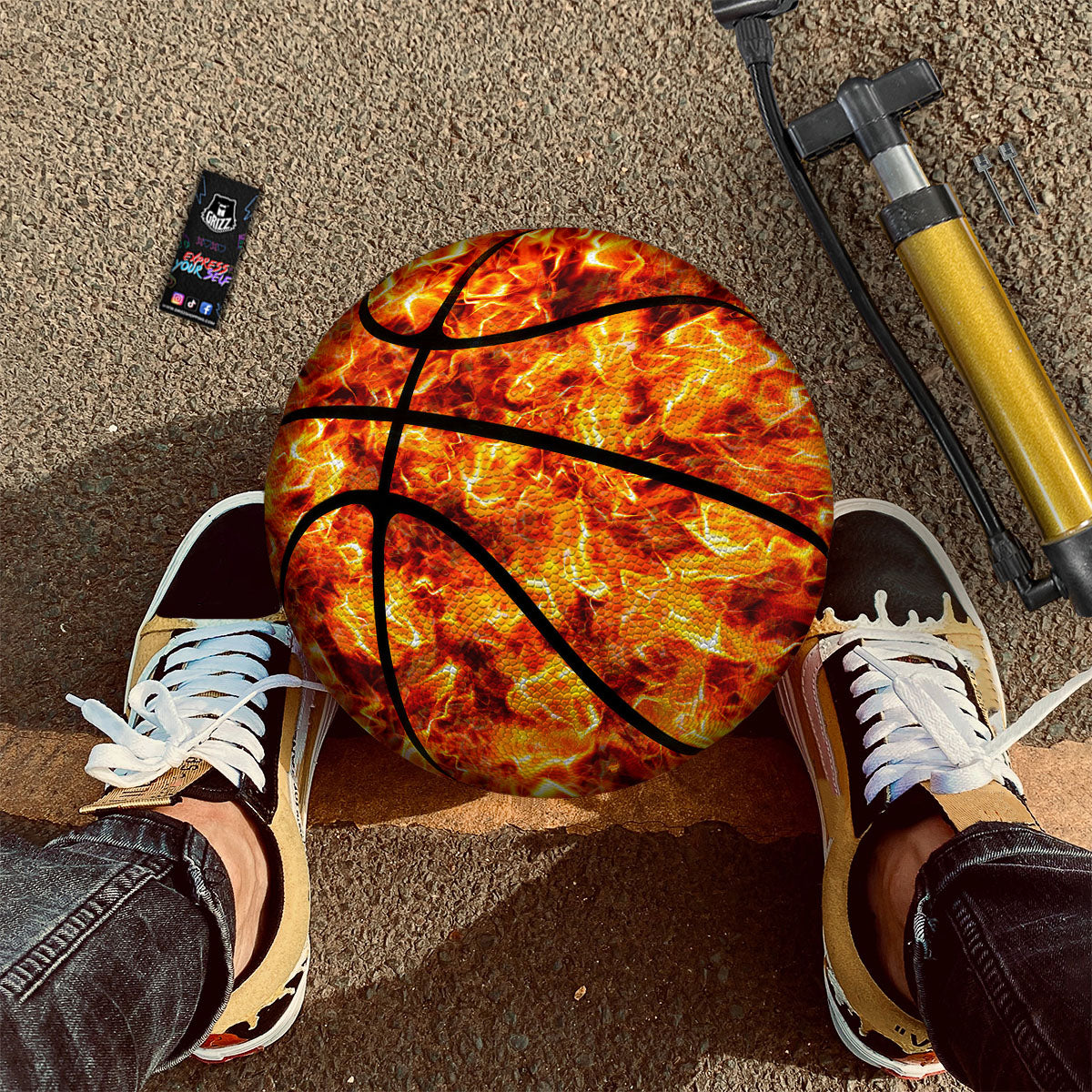 Burning Lava Print Basketball