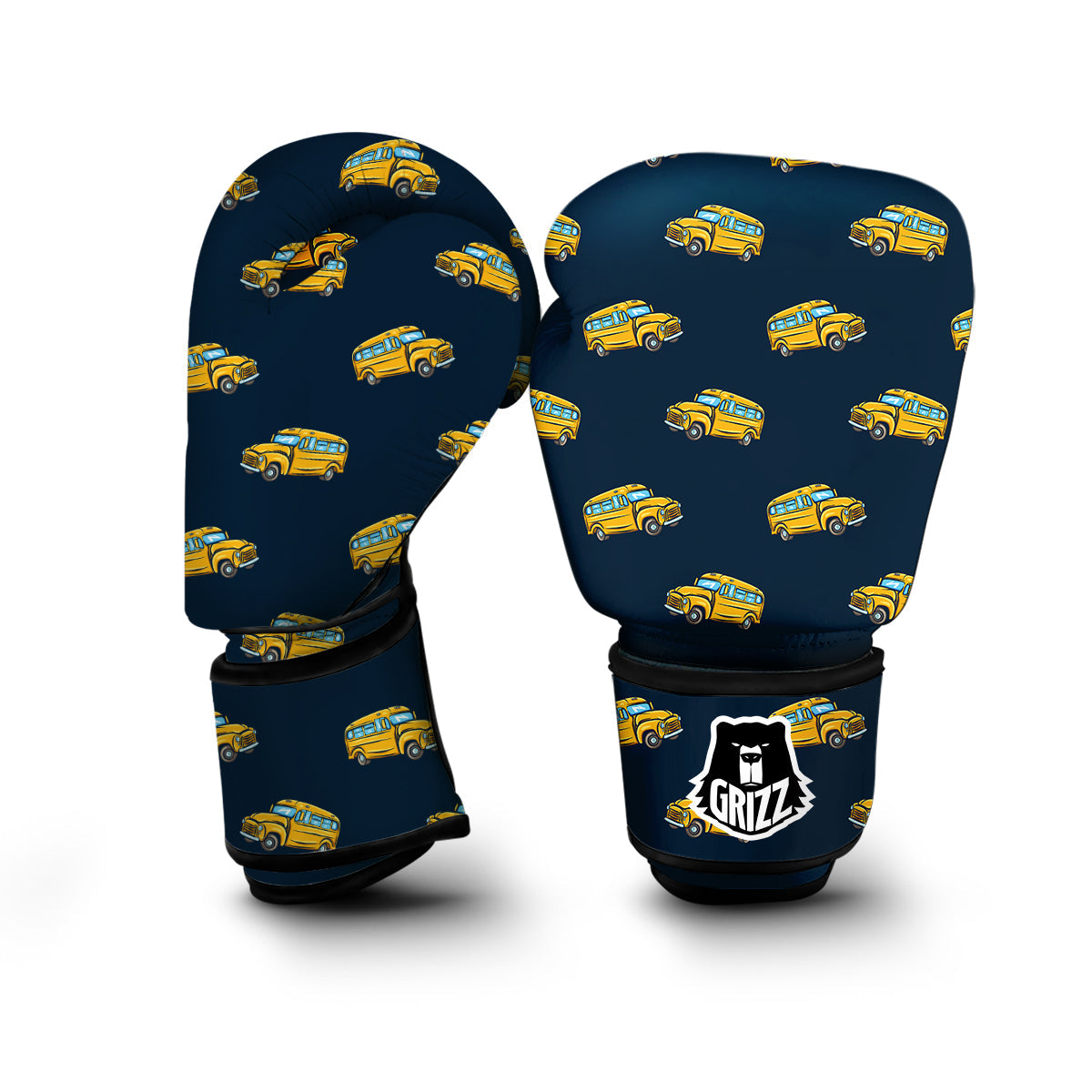 Bus School Pattern Print Boxing Gloves-grizzshop