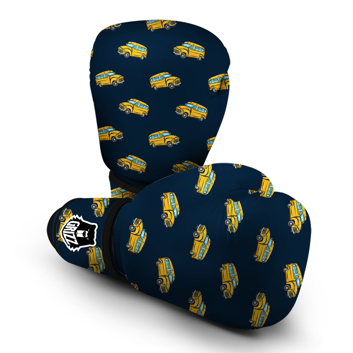 Bus School Pattern Print Boxing Gloves-grizzshop