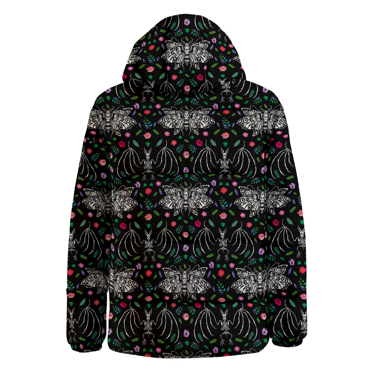 Butterflies And Skeletons of Bats Print Pattern Down Jacket-grizzshop