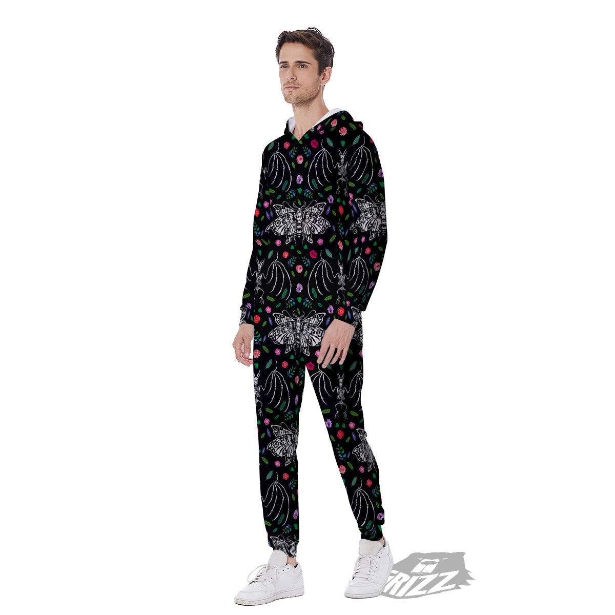 Butterflies And Skeletons of Bats Print Pattern Men's Jumpsuit-grizzshop
