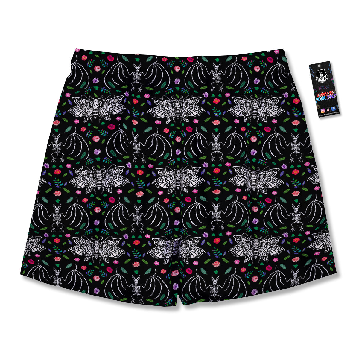 Butterflies And Skeletons of Bats Print Pattern Men's Running Shorts-grizzshop