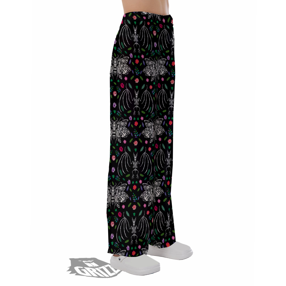 Butterflies And Skeletons of Bats Print Pattern Pajama Pants-grizzshop